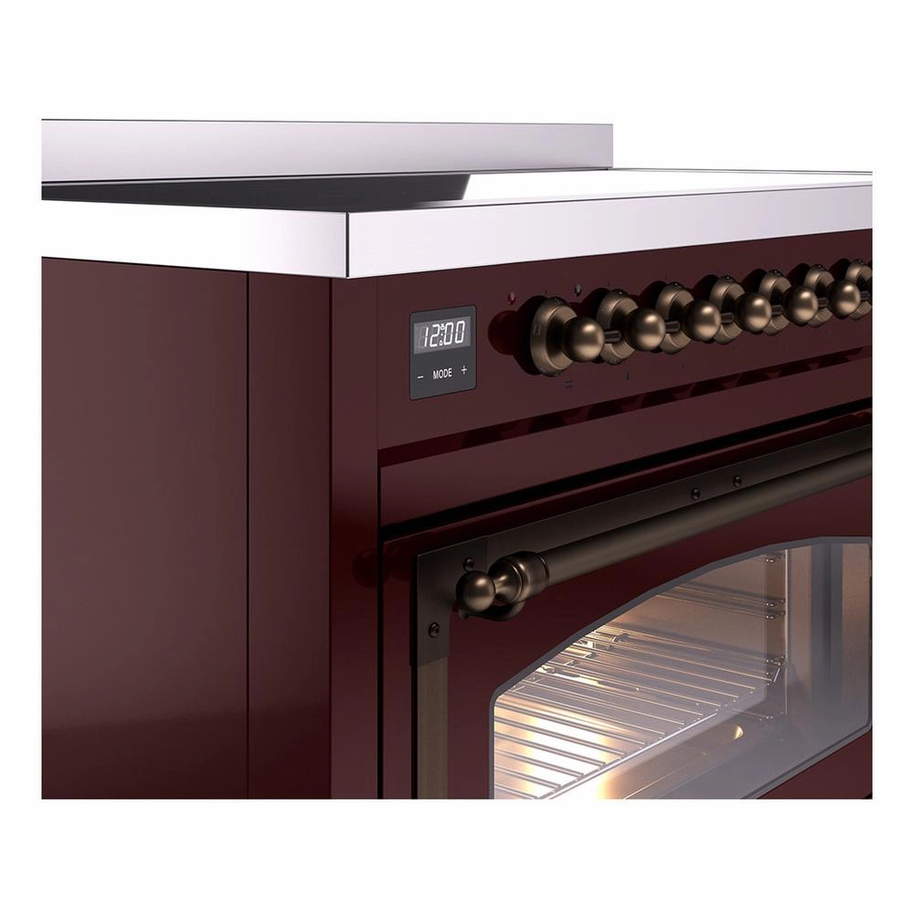 Ilve UNI486NMPBUB Ilve Uni486Nmpbub Nostalgie Ii Noblesse 48" Induction Range (Triple Glass Door, Burgundy, Burnished)