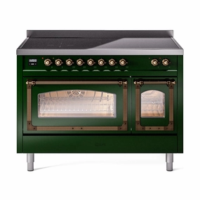 Ilve UNI486NMPEGB Ilve Uni486Nmpegb Nostalgie Ii Noblesse 48" Induction Range (Triple Glass Door, Emerald Green, Burnished) Freestanding Ranges freestanding dual fuel range 30 inch