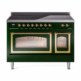 Ilve UNI486NMPEGG Ilve Uni486Nmpegg Nostalgie Ii Noblesse 48" Induction Range (Triple Glass Door, Emerald Green, Brass) Freestanding Ranges freestanding dual fuel range 30 inch