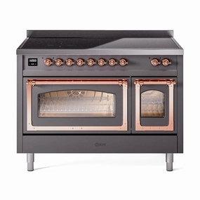 Ilve UNI486NMPMGP Ilve Uni486Nmpmgp Nostalgie Ii Noblesse 48" Induction Range (Triple Glass Door, Graphite Matte, Copper) Freestanding Ranges freestanding dual fuel range 30 inch