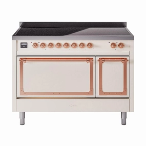 Ilve UNI486QNMPAWP Ilve Uni486Qnmpawp Nostalgie Ii Noblesse 48" Induction Range (Solid Door, Antique White, Copper) Freestanding Ranges freestanding dual fuel range 30 inch