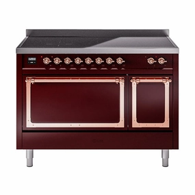 Ilve UNI486QNMPBUP Ilve Uni486Qnmpbup Nostalgie Ii Noblesse 48" Induction Range (Solid Door, Burgundy, Copper) Freestanding Ranges freestanding dual fuel range 30 inch