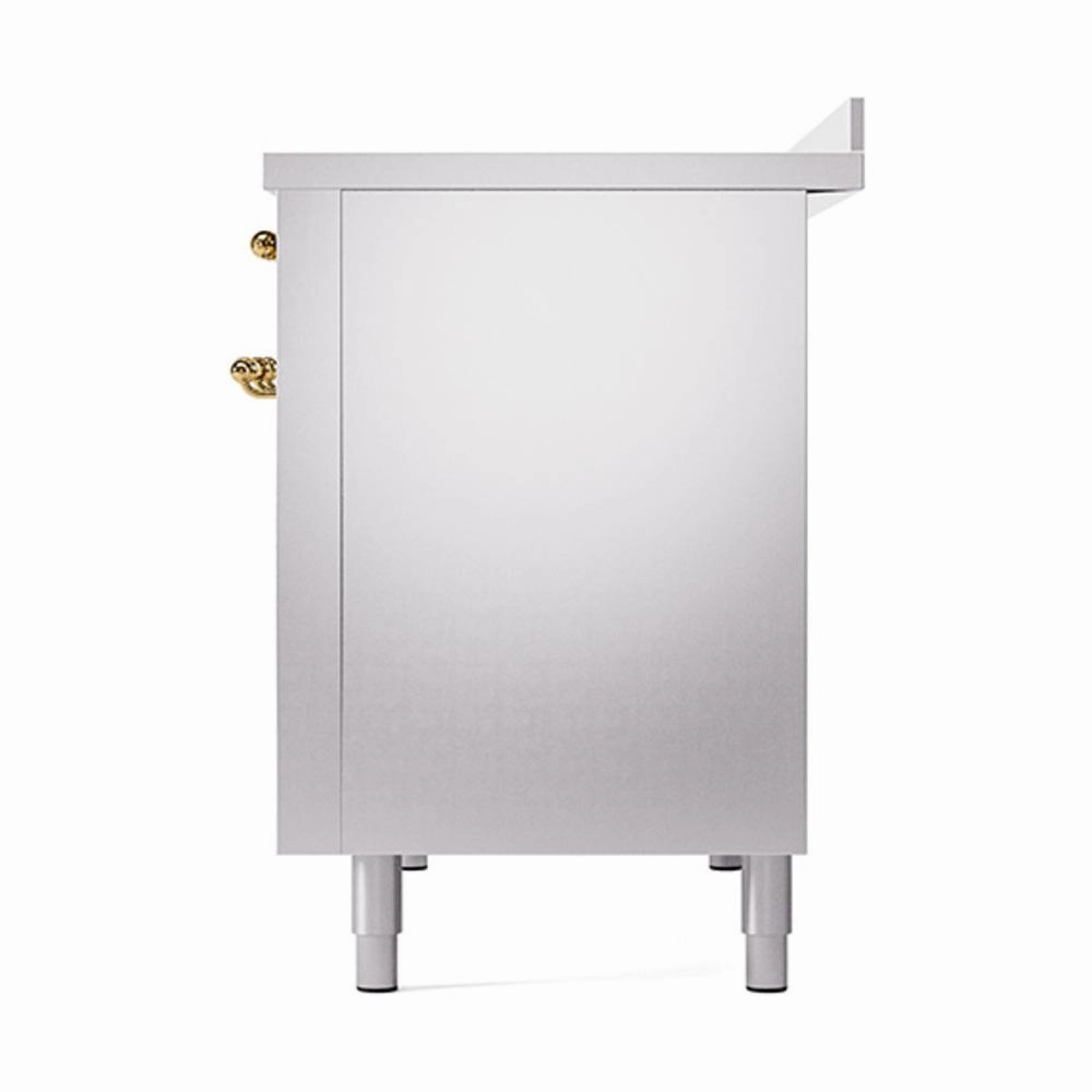 Ilve UNI486QNMPSSG Ilve Uni486Qnmpssg Nostalgie Ii Noblesse 48" Induction Range (Solid Door, Stainless Steel, Brass)
