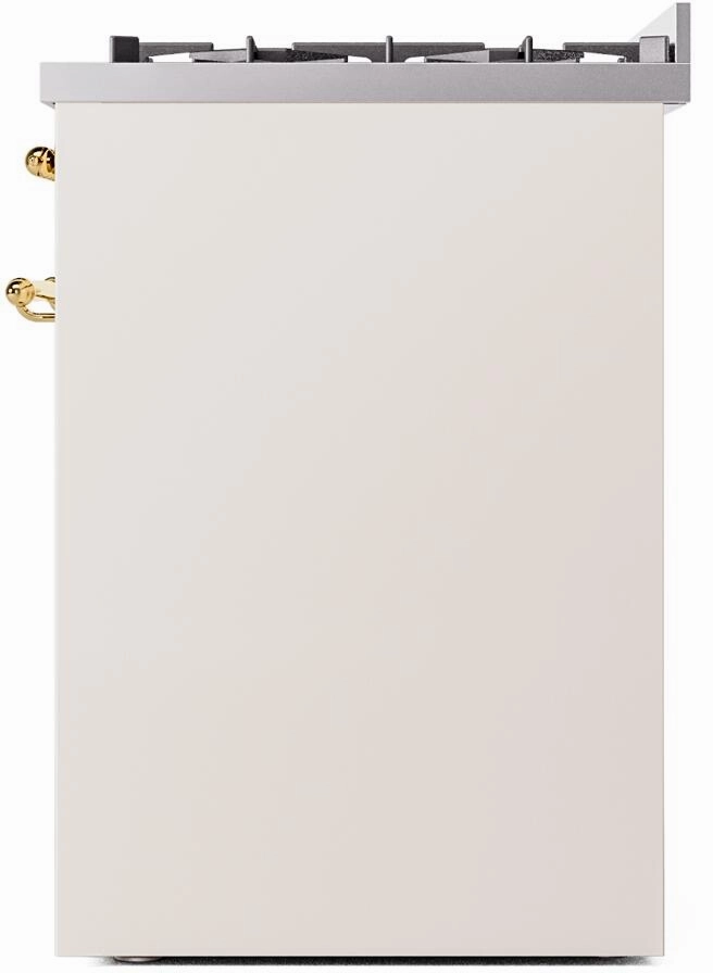 Ilve UP30NMPAWG Nostalgie Ii 30 Inch Dual Fuel Natural Gas Freestanding Range In Antique White With Brass Trim