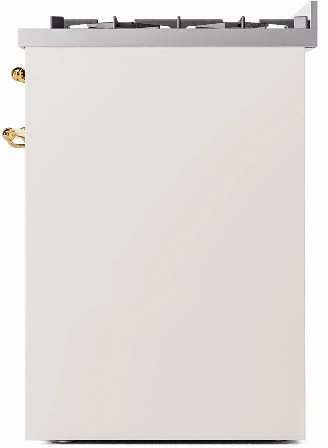 Ilve UP30NMPAWGLP Nostalgie Ii 30 Inch Dual Fuel Liquid Propane Freestanding Range In Antique White With Brass Trim