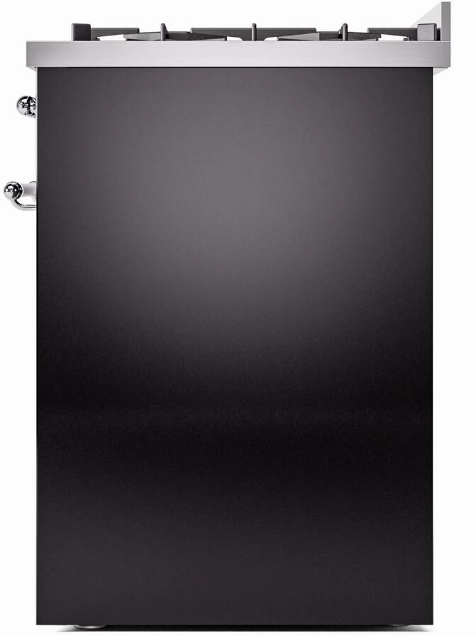 Ilve UP30NMPBKCLP Nostalgie Ii 30 Inch Dual Fuel Liquid Propane Freestanding Range In Glossy Black With Chrome Trim