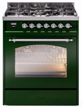 Ilve UP30NMPEGCLP Nostalgie Ii 30 Inch Dual Fuel Liquid Propane Freestanding Range In Emerald Green With Chrome Trim Freestanding Ranges freestanding dual fuel range 30 inch