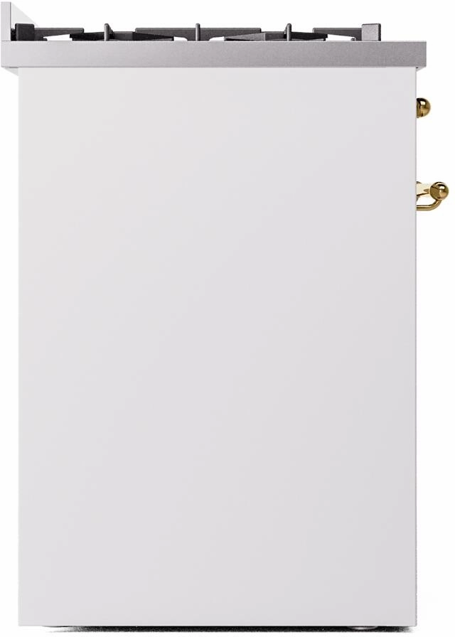Ilve UP30NMPWHG Nostalgie Ii 30 Inch Dual Fuel Natural Gas Freestanding Range In White With Brass Trim