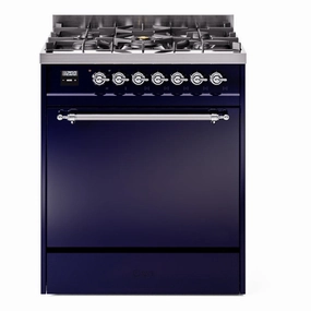 Ilve UP30QNMPMBCLP Nostalgie Ii 30 Inch Dual Fuel Liquid Propane Freestanding Range In Blue With Chrome Trim Freestanding Ranges freestanding dual fuel range 30 inch