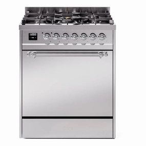 Ilve UP30QNMPSSCLP Nostalgie Ii 30 Inch Dual Fuel Liquid Propane Freestanding Range In Stainless Steel With Chrome Trim Freestanding Ranges freestanding dual fuel range 30 inch