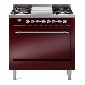 Ilve UP36FQNMPBUCLP Nostalgie Ii 36 Inch Dual Fuel Liquid Propane Freestanding Range In Burgundy With Chrome Trim Freestanding Ranges freestanding dual fuel range 30 inch