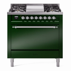 Ilve UP36FQNMPEGCLP Nostalgie Ii 36 Inch Dual Fuel Liquid Propane Freestanding Range In Emerald Green With Chrome Trim Freestanding Ranges freestanding dual fuel range 30 inch