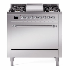 Ilve UP36FQNMPSSC Nostalgie Ii 36 Inch Dual Fuel Natural Gas Freestanding Range In Stainless Steel With Chrome Trim Freestanding Ranges freestanding dual fuel range 30 inch