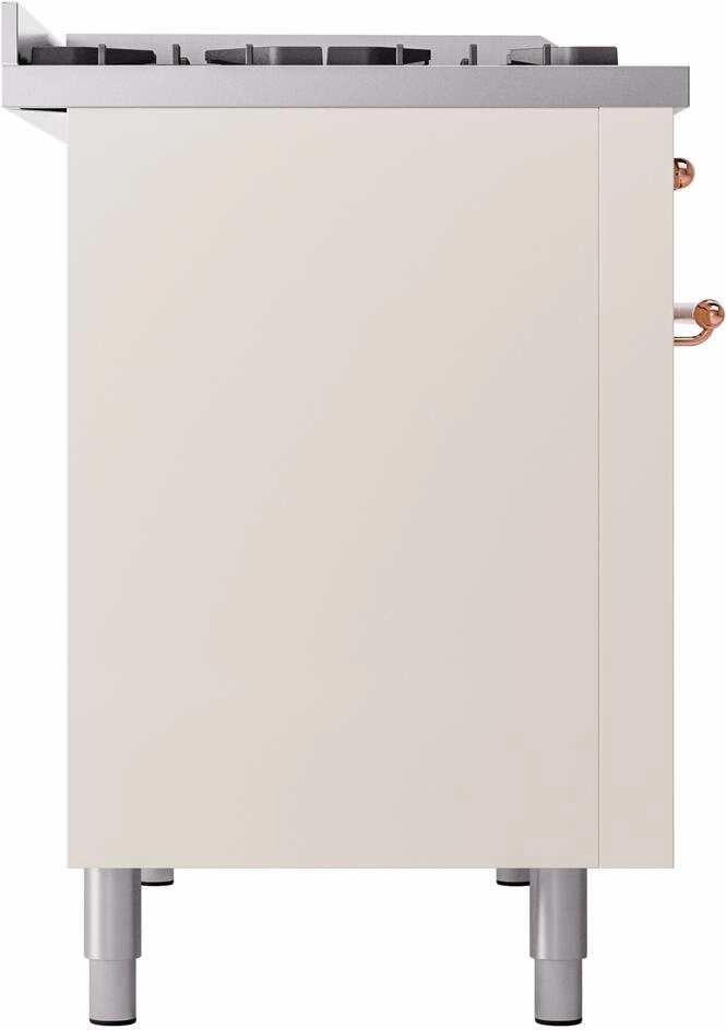 Ilve UP48FNMPAWPLP Nostalgie Ii 48 Inch Dual Fuel Liquid Propane Freestanding Range In Antique White With Copper Trim