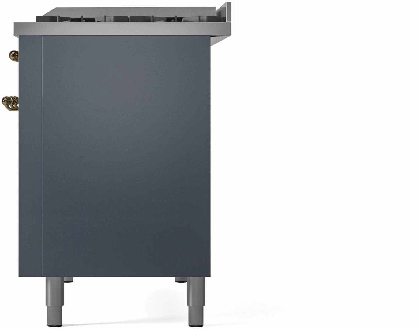 Ilve UP48FNMPBGGLP Nostalgie Ii 48 Inch Dual Fuel Liquid Propane Freestanding Range In Blue Grey With Brass Trim