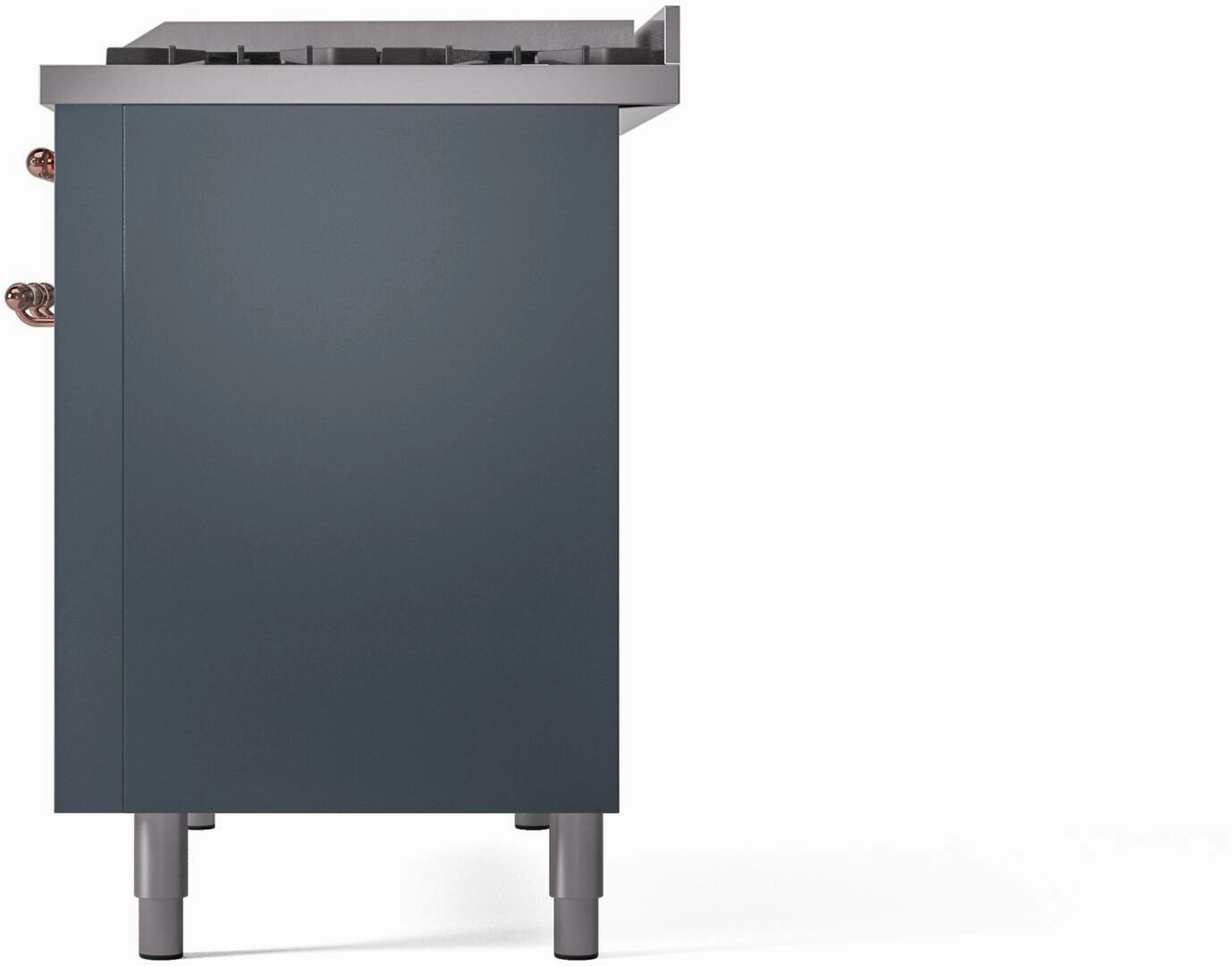 Ilve UP48FNMPBGPLP Nostalgie Ii 48 Inch Dual Fuel Liquid Propane Freestanding Range In Blue Grey With Copper Trim