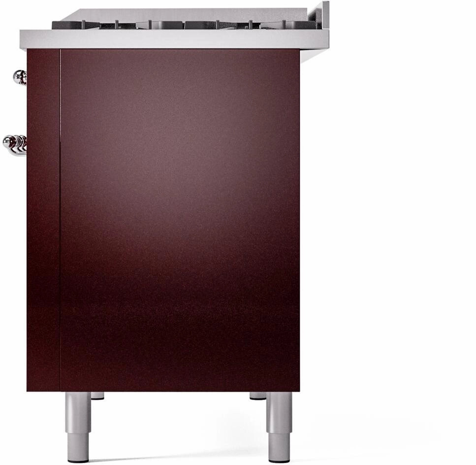 Ilve UP48FNMPBUCLP Nostalgie Ii 48 Inch Dual Fuel Liquid Propane Freestanding Range In Burgundy With Chrome Trim