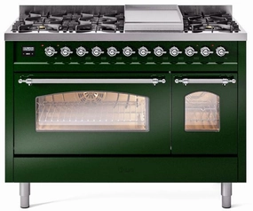 Ilve UP48FNMPEGCLP Nostalgie Ii 48 Inch Dual Fuel Liquid Propane Freestanding Range In Emerald Green With Chrome Trim Freestanding Ranges freestanding dual fuel range 30 inch