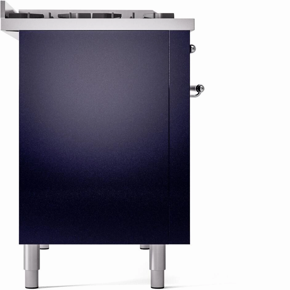 Ilve UP48FNMPMBC Nostalgie Ii 48 Inch Dual Fuel Natural Gas Freestanding Range In Blue With Chrome Trim