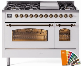 Ilve UP48FNMPRABLP Nostalgie Ii 48 Inch Dual Fuel Liquid Propane Freestanding Range In Ral Custom Color With Bronze Trim Freestanding Ranges freestanding dual fuel range 30 inch