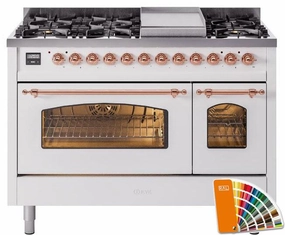 Ilve UP48FNMPRAPLP Nostalgie Ii 48 Inch Dual Fuel Liquid Propane Freestanding Range In Ral Custom Color With Copper Trim Freestanding Ranges freestanding dual fuel range 30 inch