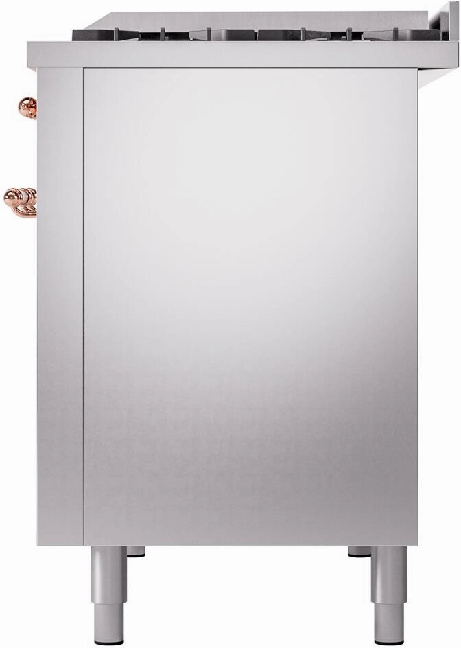 Ilve UP48FNMPSSPLP Nostalgie Ii 48 Inch Dual Fuel Liquid Propane Freestanding Range In Stainless Steel With Copper Trim