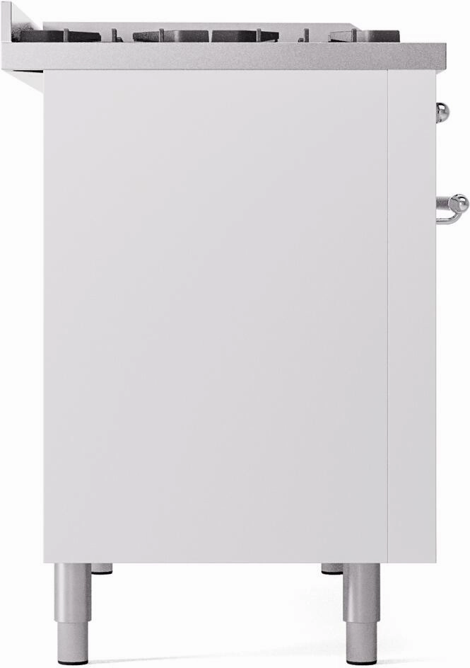 Ilve UP48FNMPWHC Nostalgie Ii 48 Inch Dual Fuel Natural Gas Freestanding Range In White With Chrome Trim