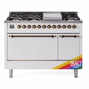 Ilve UP48FQNMPRABLP Nostalgie Ii 48 Inch Dual Fuel Liquid Propane Freestanding Range In Ral Custom Color With Bronze Trim Freestanding Ranges freestanding dual fuel range 30 inch