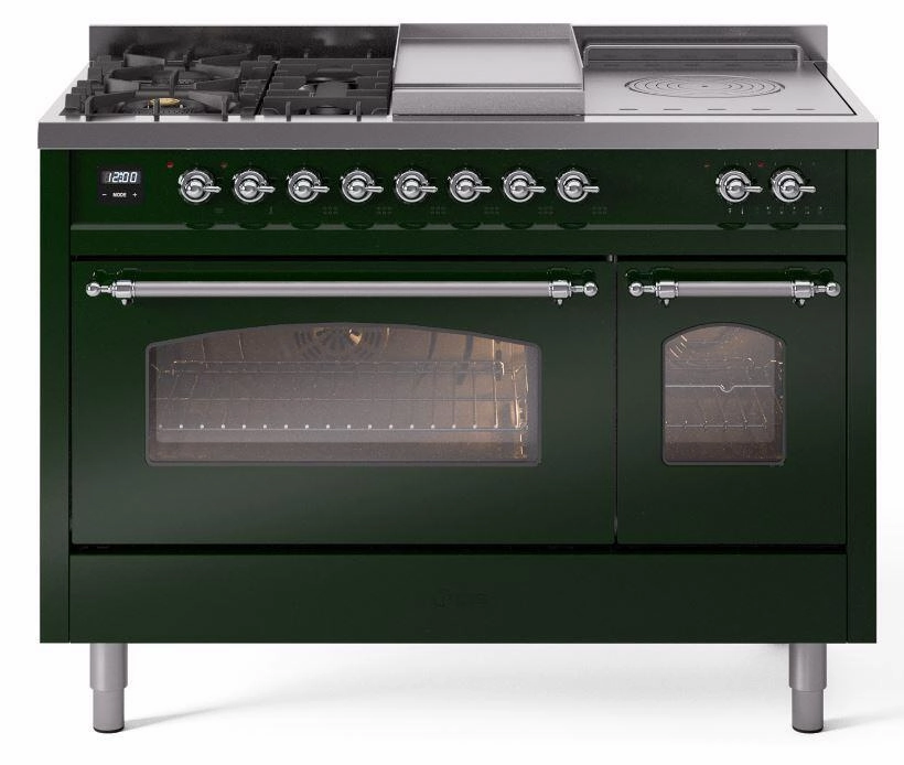 Ilve UP48FSNMPEGCLP Nostalgie Ii 48 Inch Dual Fuel Liquid Propane Freestanding Range In Emerald Green With Chrome Trim Freestanding Ranges freestanding dual fuel range 30 inch