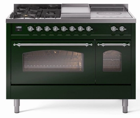 Ilve UP48FSNMPEGCLP Nostalgie Ii 48 Inch Dual Fuel Liquid Propane Freestanding Range In Emerald Green With Chrome Trim Freestanding Ranges freestanding dual fuel range 30 inch