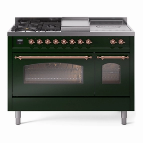 Ilve UP48FSNMPEGPLP Nostalgie Ii 48 Inch Dual Fuel Liquid Propane Freestanding Range In Emerald Green With Copper Trim Freestanding Ranges freestanding dual fuel range 30 inch