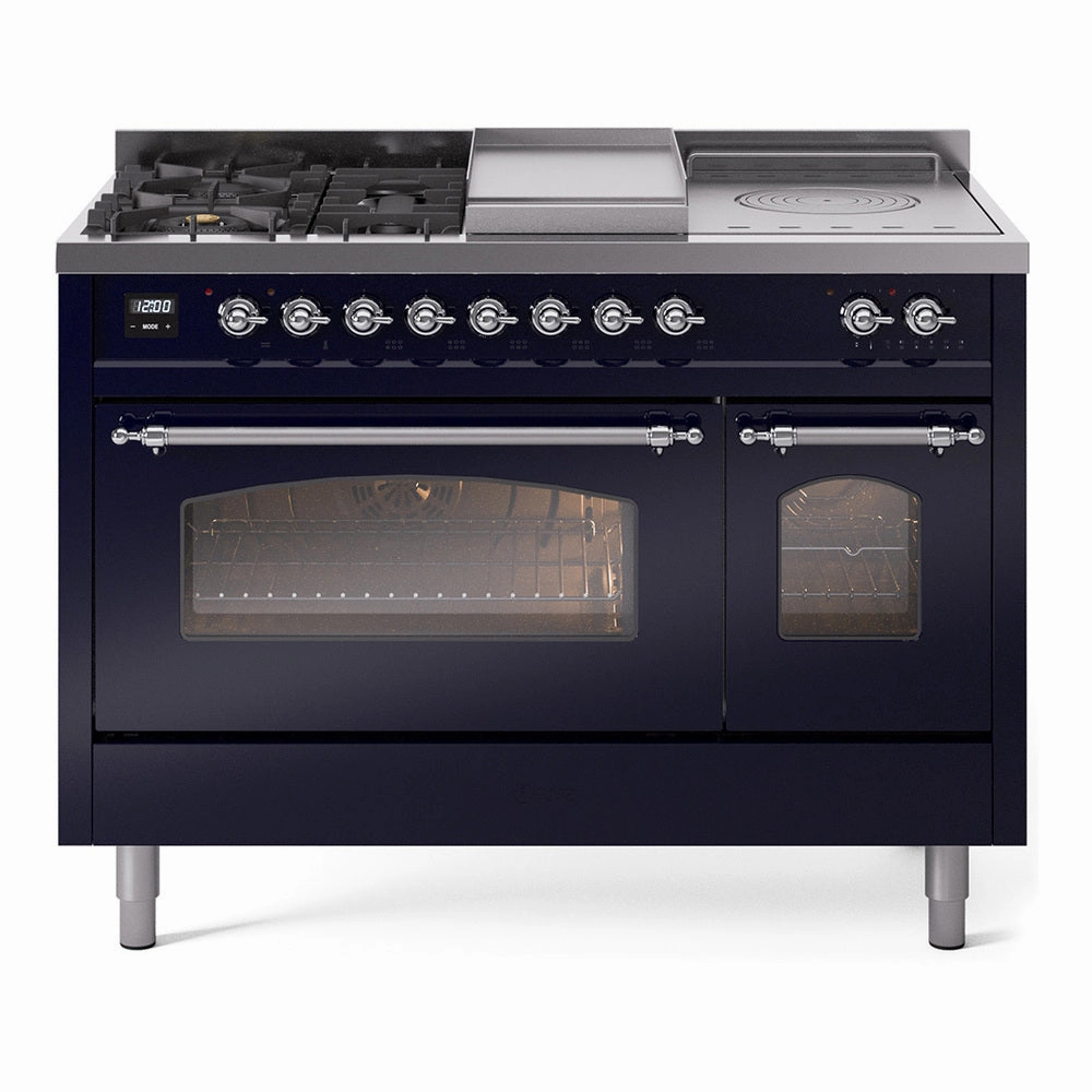 Ilve UP48FSNMPMBCLP Nostalgie Ii 48 Inch Dual Fuel Liquid Propane Freestanding Range In Blue With Chrome Trim Freestanding Ranges freestanding dual fuel range 30 inch