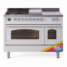 Ilve UP48FSNMPRAC Nostalgie Ii 48 Inch Dual Fuel Natural Gas Freestanding Range In Ral Custom Color With Chrome Trim Freestanding Ranges freestanding dual fuel range 30 inch