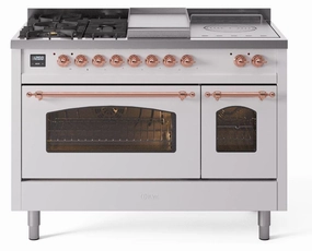 Ilve UP48FSNMPWHPLP Nostalgie Ii 48 Inch Dual Fuel Liquid Propane Freestanding Range In White With Copper Trim Freestanding Ranges freestanding dual fuel range 30 inch
