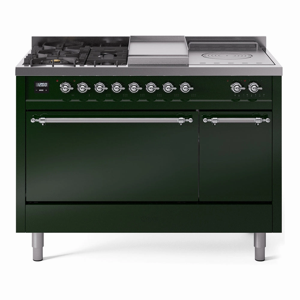Ilve UP48FSQNMPEGCLP Nostalgie Ii 48 Inch Dual Fuel Liquid Propane Freestanding Range In Emerald Green With Chrome Trim Freestanding Ranges freestanding dual fuel range 30 inch