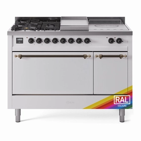 Ilve UP48FSQNMPRABLP Nostalgie Ii 48 Inch Dual Fuel Liquid Propane Freestanding Range In Ral Custom Color With Bronze Trim Freestanding Ranges freestanding dual fuel range 30 inch
