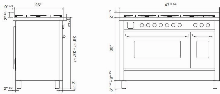 Ilve UP48FWMPWH Professional Plus Ii 48 Inch Dual Fuel Natural Gas Freestanding Range In White With Trim