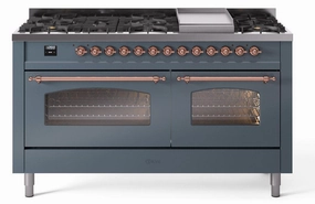 Ilve UP60FNMPBGPLP Nostalgie Ii 60 Inch Dual Fuel Liquid Propane Freestanding Range In Blue Grey With Copper Trim Freestanding Ranges freestanding dual fuel range 30 inch