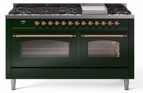 Ilve UP60FNMPEGPLP Nostalgie Ii 60 Inch Dual Fuel Liquid Propane Freestanding Range In Emerald Green With Copper Trim Freestanding Ranges freestanding dual fuel range 30 inch