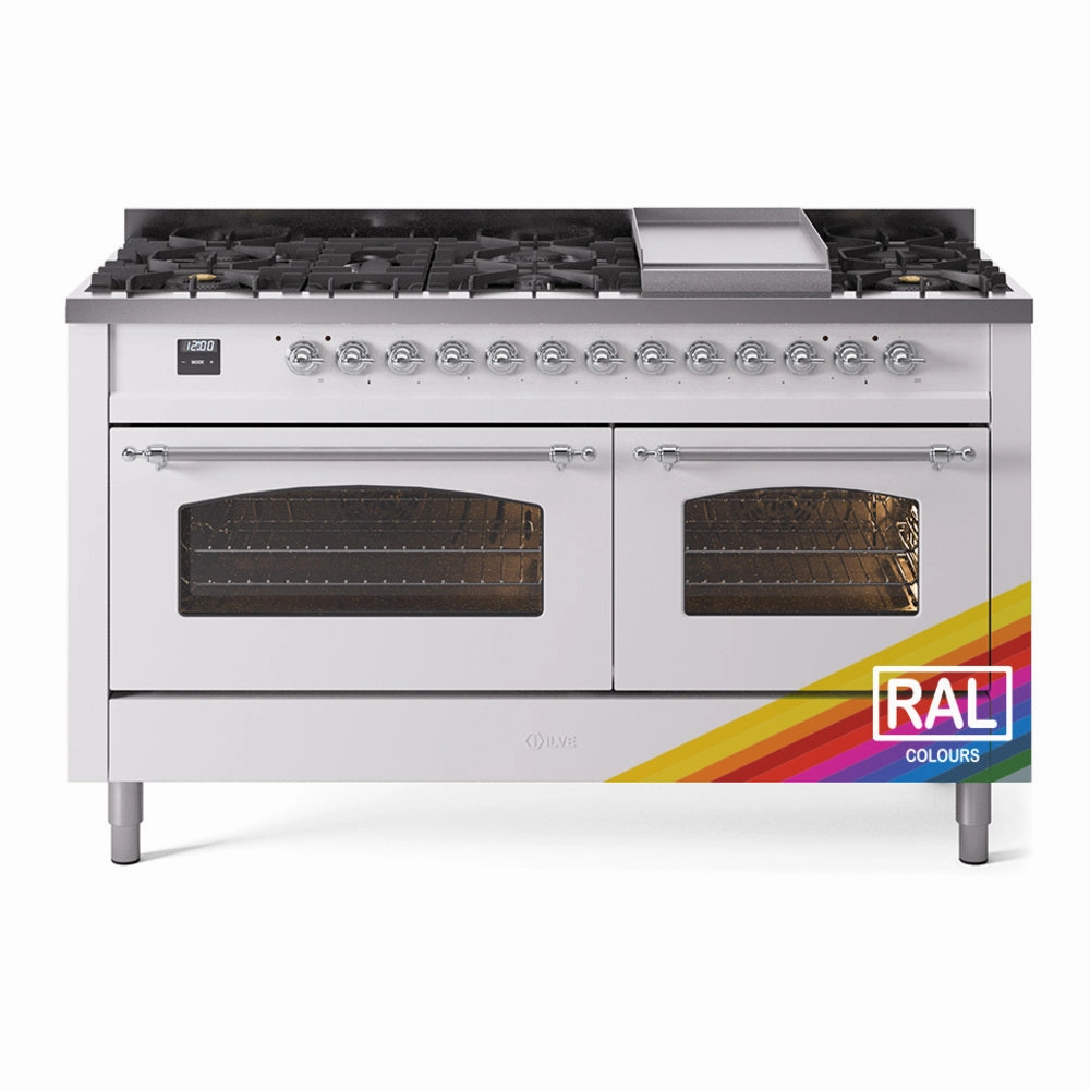 Ilve UP60FNMPRAC Nostalgie Ii 60 Inch Dual Fuel Natural Gas Freestanding Range In Ral Custom Color With Chrome Trim Freestanding Ranges freestanding dual fuel range 30 inch