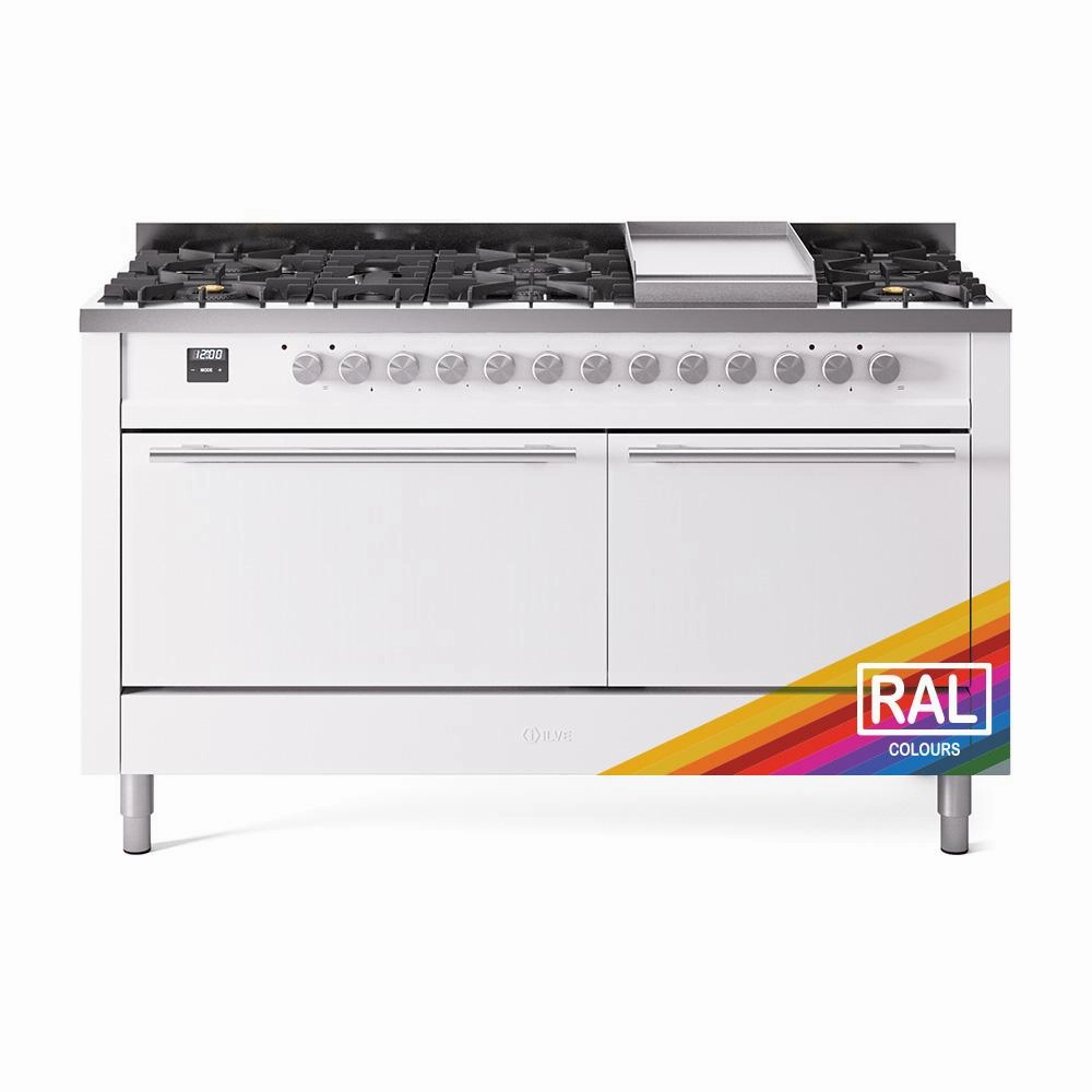 Ilve UP60FQMPRALP Ilve Professional Plus Ii 60 Up60Fqmpra Freestanding Dual Fuel Range With 9 Sealed Burners Double Oven With Solid Door In Ral Color With Stainless Steel Knobs Freestanding Ranges freestanding dual fuel range 30 inch