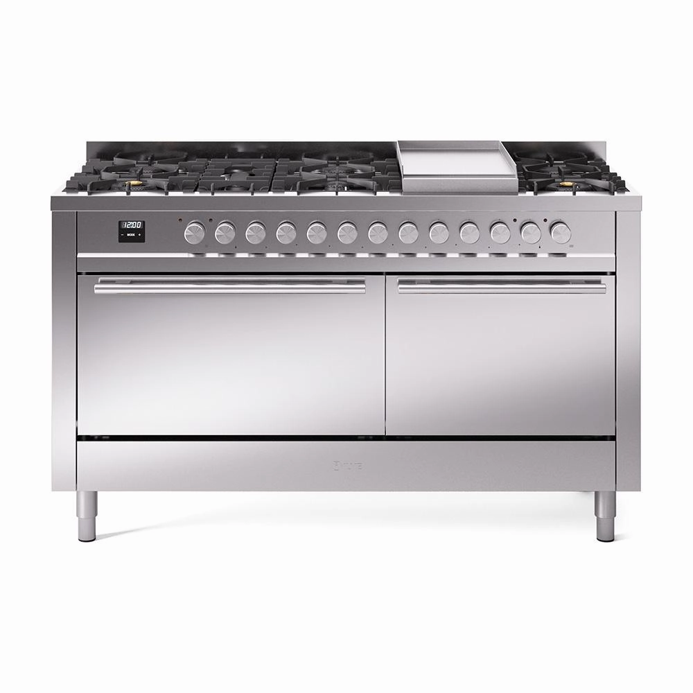 Ilve UP60FQMPSS Ilve Professional Plus Ii 60 Up60Fqmpss Freestanding Dual Fuel Range With 9 Sealed Burners Double Oven With Solid Door In Stainless Steel With Stainless Steel Knobs Freestanding Ranges freestanding dual fuel range 30 inch
