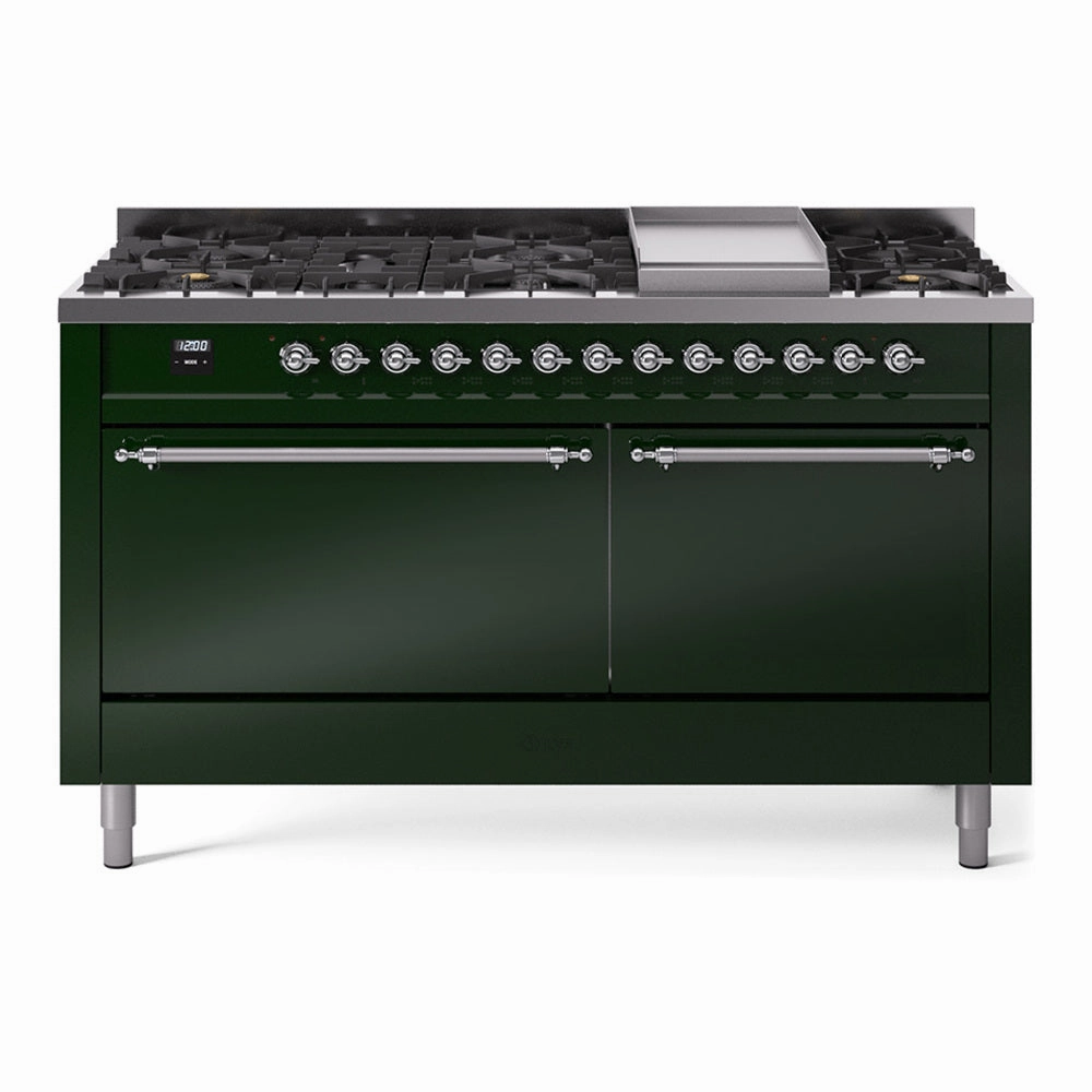 Ilve UP60FQNMPEGCLP Nostalgie Ii 60 Inch Dual Fuel Liquid Propane Freestanding Range In Emerald Green With Chrome Trim Freestanding Ranges freestanding dual fuel range 30 inch