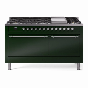 Ilve UP60FQNMPEGCLP Nostalgie Ii 60 Inch Dual Fuel Liquid Propane Freestanding Range In Emerald Green With Chrome Trim Freestanding Ranges freestanding dual fuel range 30 inch