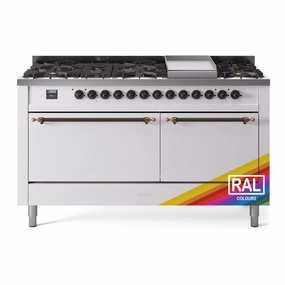 Ilve UP60FQNMPRAB Nostalgie Ii 60 Inch Dual Fuel Natural Gas Freestanding Range In Ral Custom Color With Bronze Trim Freestanding Ranges freestanding dual fuel range 30 inch