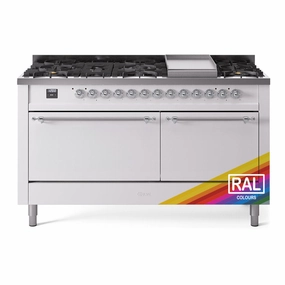 Ilve UP60FQNMPRAC Nostalgie Ii 60 Inch Dual Fuel Natural Gas Freestanding Range In Ral Custom Color With Chrome Trim Freestanding Ranges freestanding dual fuel range 30 inch
