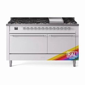 Ilve UP60FQNMPRACLP Ilve Nostalgie Ii 60 Up60Fqnmprac Freestanding Dual Fuel Range With 9 Sealed Burners Double Oven With Solid Door In Ral Color With Chrome Knobs Freestanding Ranges freestanding dual fuel range 30 inch