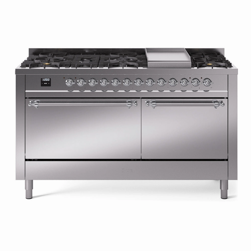 Ilve UP60FQNMPSSCLP Nostalgie Ii 60 Inch Dual Fuel Liquid Propane Freestanding Range In Stainless Steel With Chrome Trim Freestanding Ranges freestanding dual fuel range 30 inch