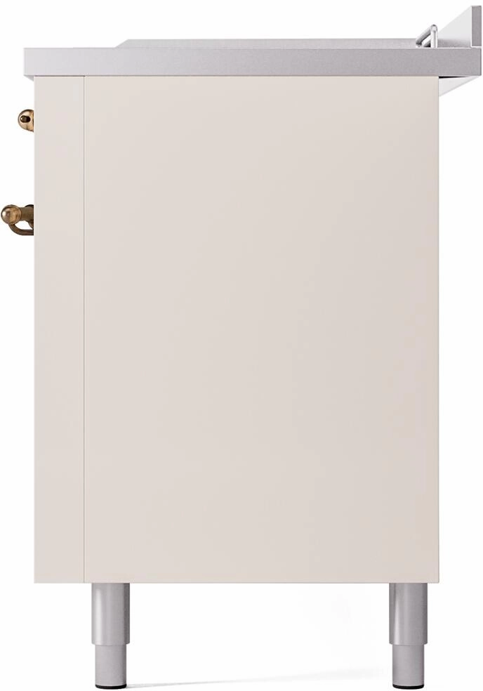 Ilve UP60FSNMPAWBLP Nostalgie Ii 60 Inch Dual Fuel Liquid Propane Freestanding Range In Antique White With Bronze Trim