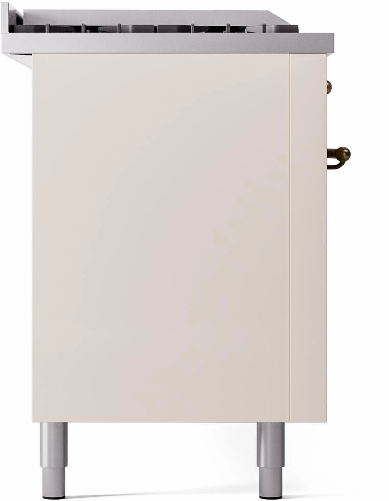 Ilve UP60FSNMPAWBLP Nostalgie Ii 60 Inch Dual Fuel Liquid Propane Freestanding Range In Antique White With Bronze Trim